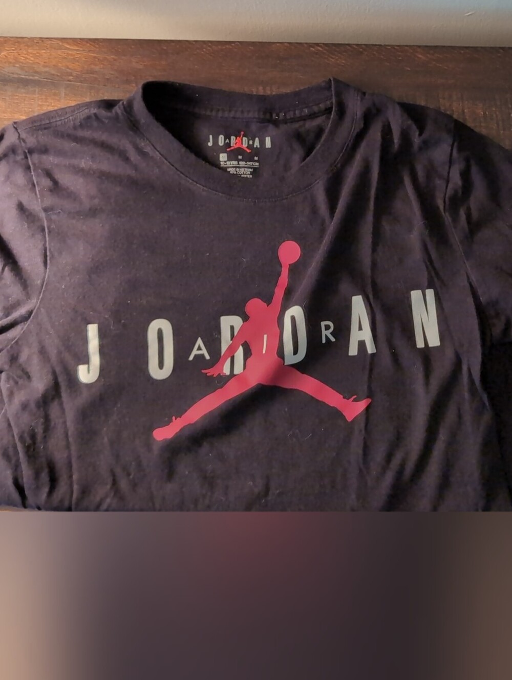 Jordan Boys Black Short Sleeve Tee with Red Jumpman and Gray Lettering